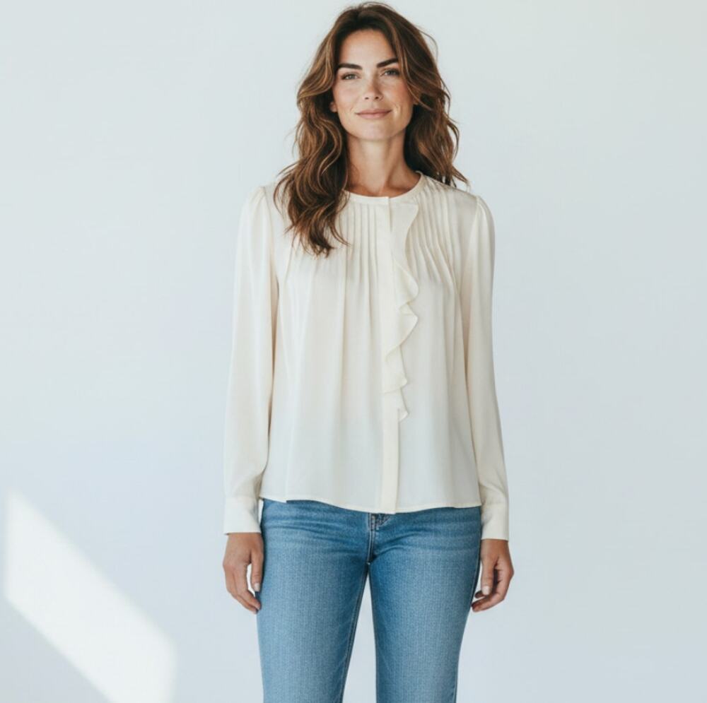 ISABEL MARANT Women's Pleated Long Sleeves Silk Top Size 38